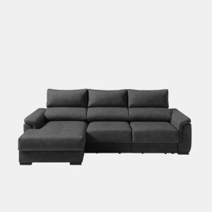 Chaise longue esquerda NAHIA com baú de 4 lugares cor preto