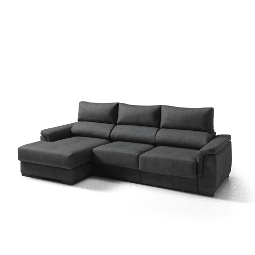 Chaise longue esquerda NAHIA com baú de 4 lugares cor preto