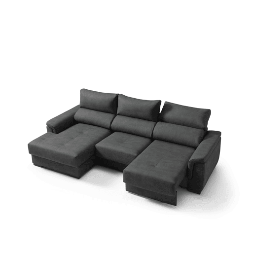 Chaise longue esquerda NAHIA com baú de 4 lugares cor preto