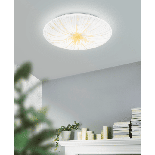Candeeiro de teto led NIEVES branco e dourado 31cm marca EGLO