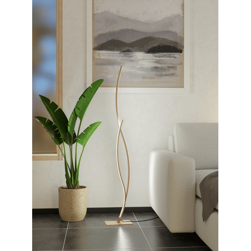 Candeeiro de pé led GRISOLIA efeito madeira marca EGLO 129cm