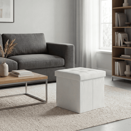 Puff dobrĂ¡vel OTTOMAN 38x38cm cor branca Puff dobrĂ¡vel OTTOMAN 38x38cm cor branca