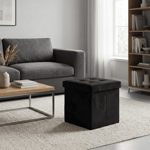 Puff dobrável OTTOMAN 38x38cm cor preta
