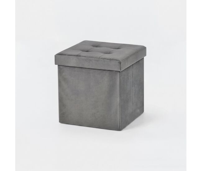 Puff ottoman plegable 38x38cm color gris - conforama