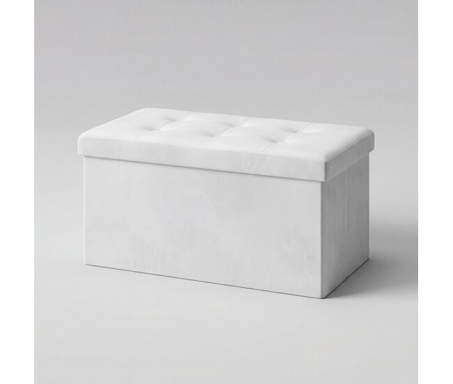 Baúl ottoman plegable 76x38x38cm color blanco - conforama