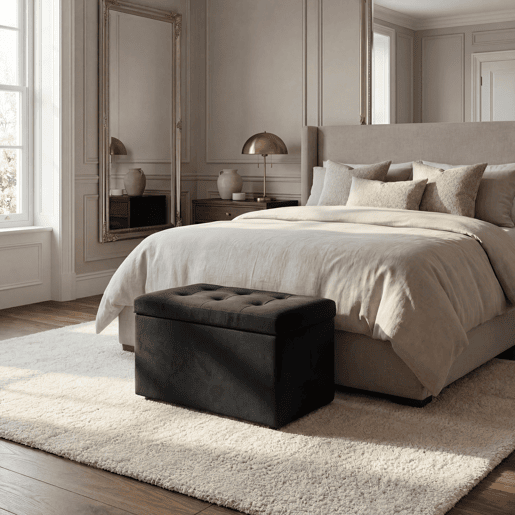 Banco de arrumação OTTOMAN dobrável 76x38x38cm preto