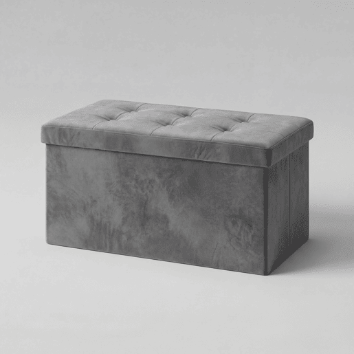 Banco de arrumação OTTOMAN dobrável 76x38x38cm cinza