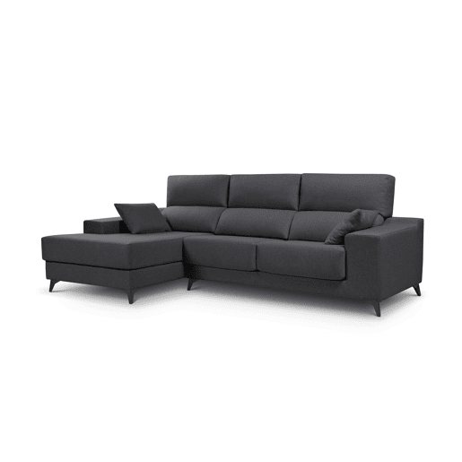 Chaise longue XL com arca NOELIA esquerda 4 lugares antracite
