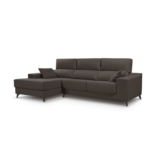 Chaise longue XL com arca NOELIA esquerda 4 lugares chocolate