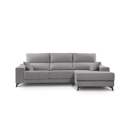 Chaise longue XL com arca NOELIA dereita 4 lugares cinza claro