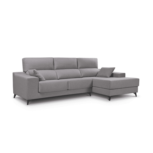 Chaise longue XL com arca NOELIA dereita 4 lugares cinza claro