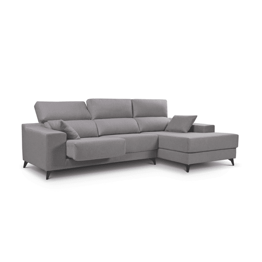Chaise longue XL com arca NOELIA dereita 4 lugares cinza claro