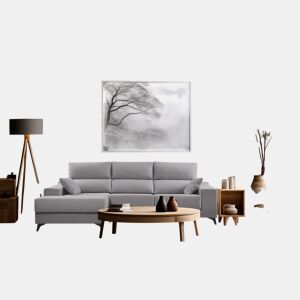 Chaise longue XL com arca NOELIA esquerda 4 lugares cinza claro
