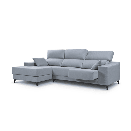 Chaise longue XL com arca NOELIA esquerda 4 lugares azul claro