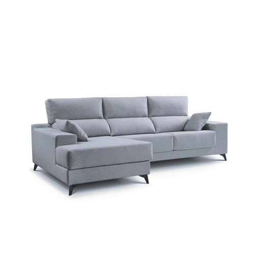 Chaise longue XL com arca NOELIA esquerda 4 lugares azul claro