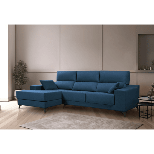 Chaise longue XL com arca NOELIA esquerda 4 lugares azul marinho