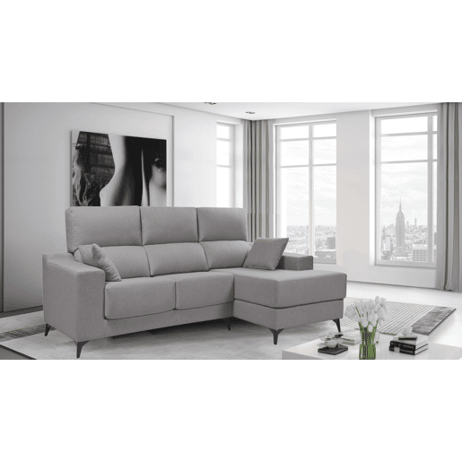 Chaise longue M NOELIA dereita 4 lugares cinza claro