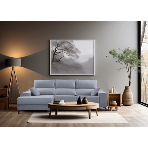 Chaise longue M com arca NOELIA dereita 4 lugares azul claro