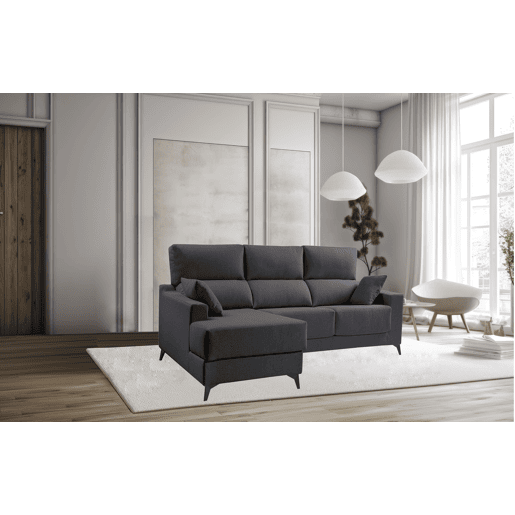 Chaise longue S NOELIA esquerda 3 lugares antracite