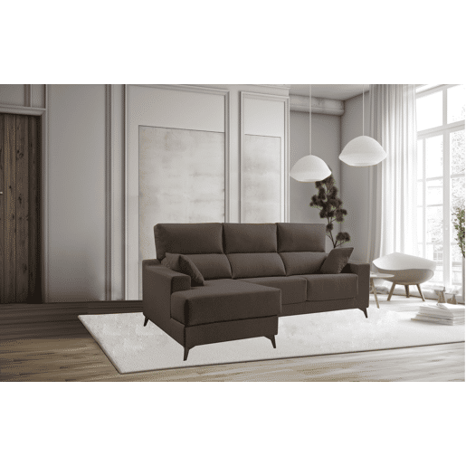 Chaise longue S NOELIA esquerda 3 lugares chocolate