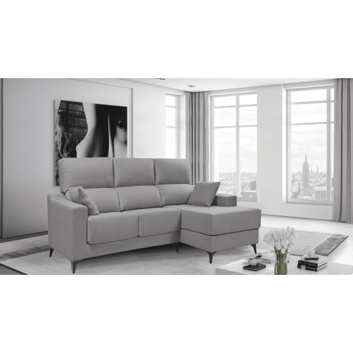 Chaise longue S NOELIA dereita 3 lugares cinza claro