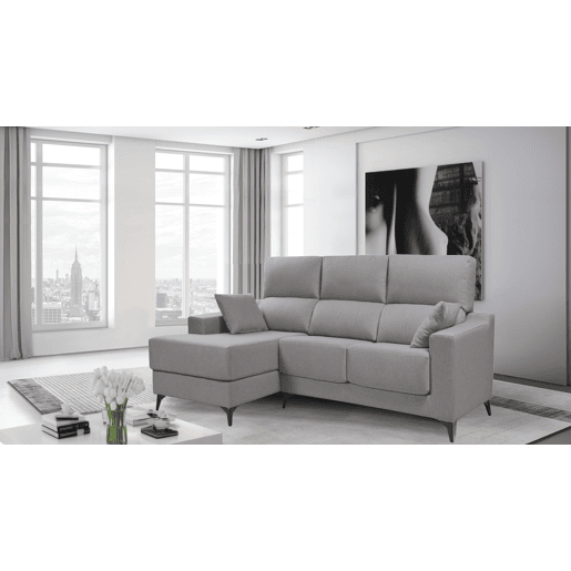 Chaise longue S NOELIA esquerda 3 lugares cinza claro