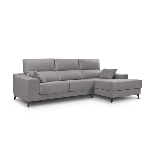 Chaise longue S com arca NOELIA dereita 3 lugares cinza claro