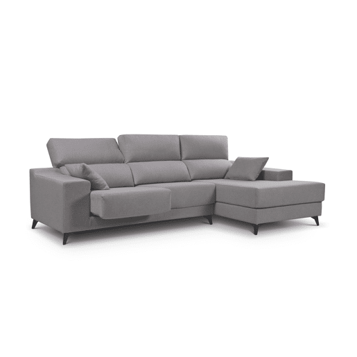 Chaise longue S com arca NOELIA dereita 3 lugares cinza claro