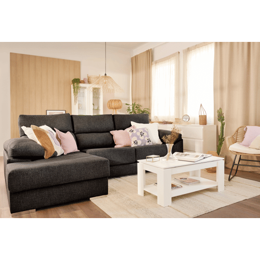 Chaise longue XL com arca NOEMI esquerda 4 lugares antracite