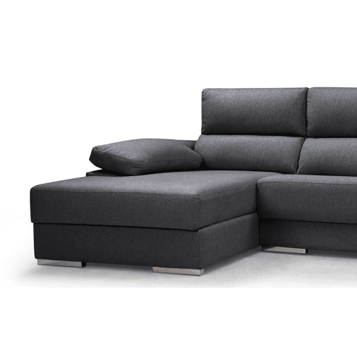 Chaise longue XL com arca NOEMI esquerda 4 lugares antracite