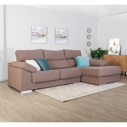 Chaise longue XL com arca NOEMI dereita 4 lugares chocolate
