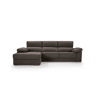 Chaise longue XL com arca NOEMI esquerda 4 lugares chocolate