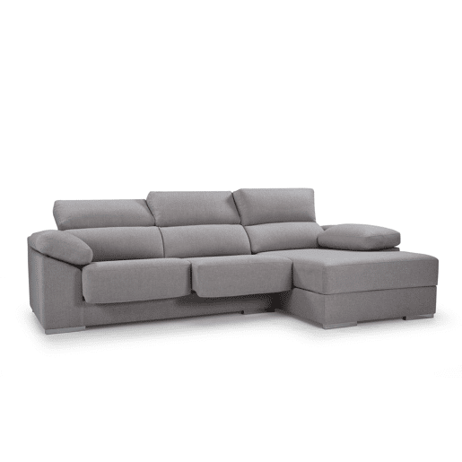 Chaise longue XL com arca NOEMI dereita 4 lugares cinza claro