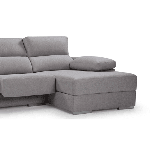 Chaise longue XL com arca NOEMI dereita 4 lugares cinza claro