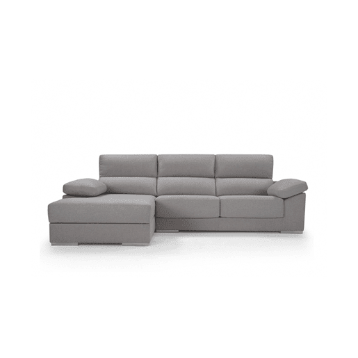 Chaise longue XL com arca NOEMI esquerda 4 lugares cinza claro