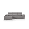 Chaise longue XL com arca NOEMI esquerda 4 lugares cinza claro