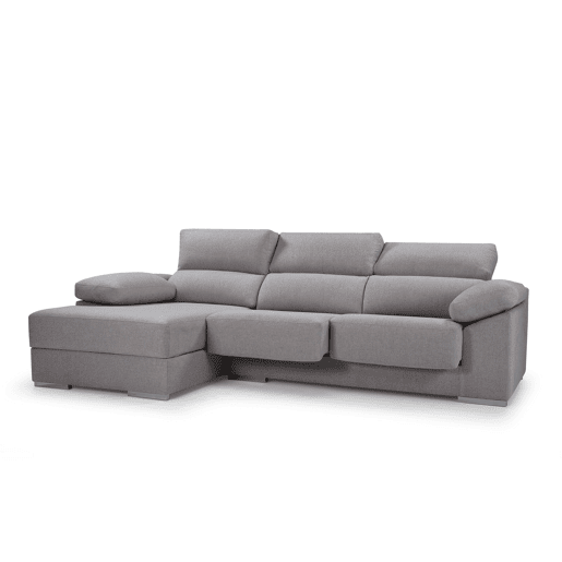 Chaise longue XL com arca NOEMI esquerda 4 lugares cinza claro