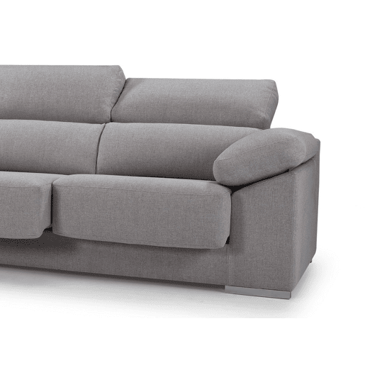 Chaise longue XL com arca NOEMI esquerda 4 lugares cinza claro