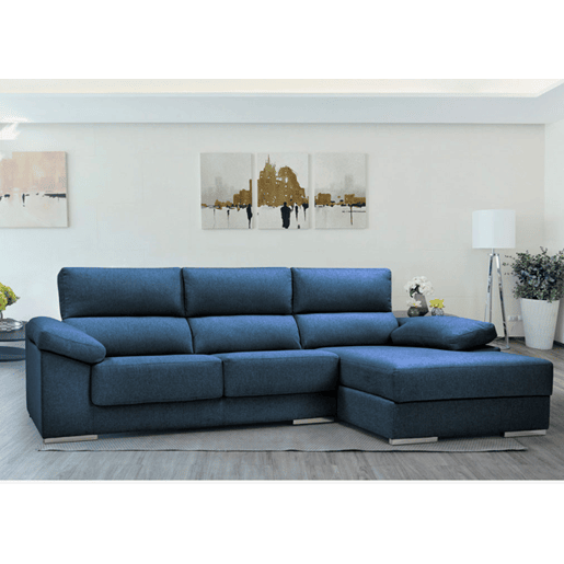 Chaise longue XL com arca NOEMI dereita 4 lugares azul marinho