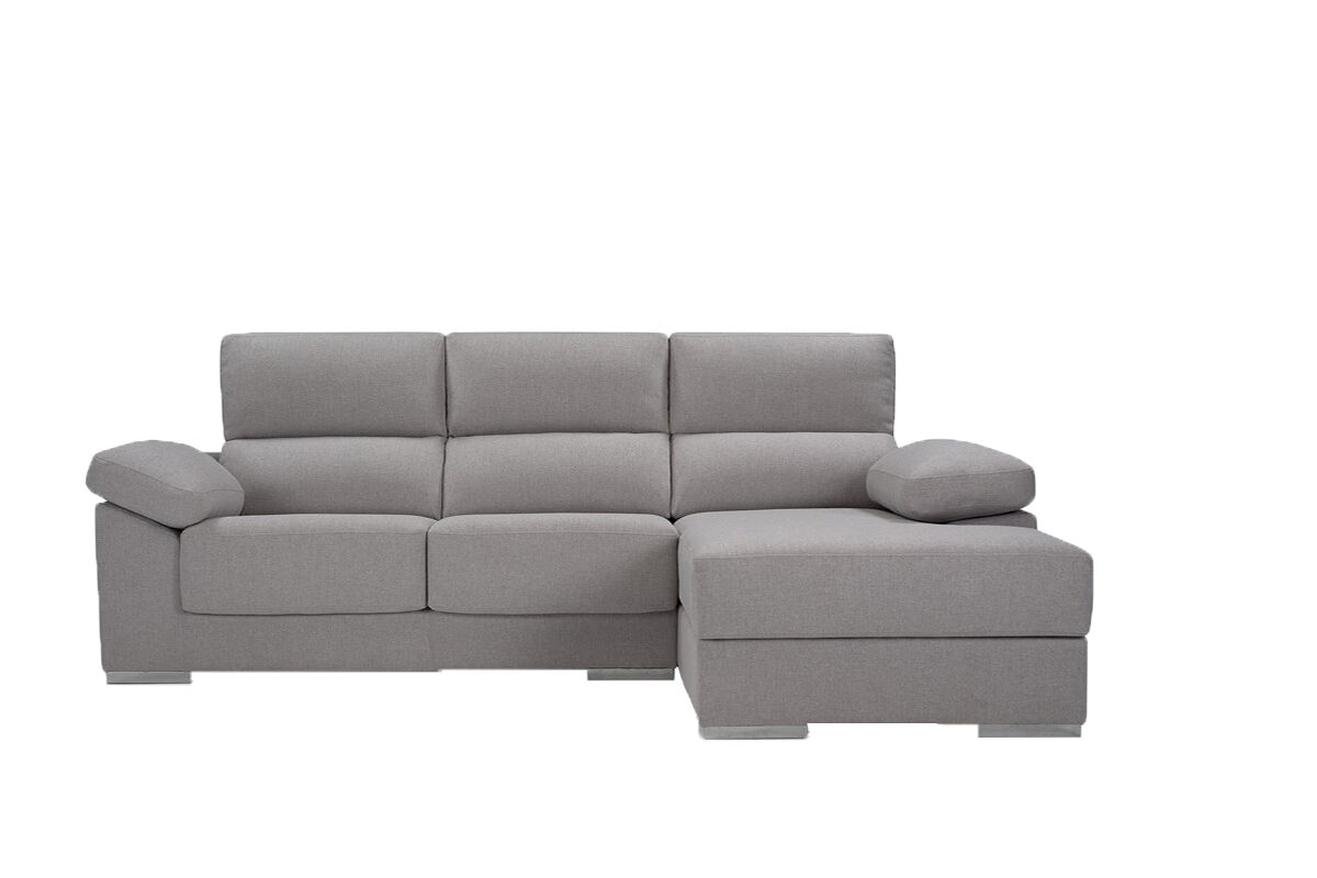 Chaise longue m con arcón noemi derecha 4 plazas gris claro