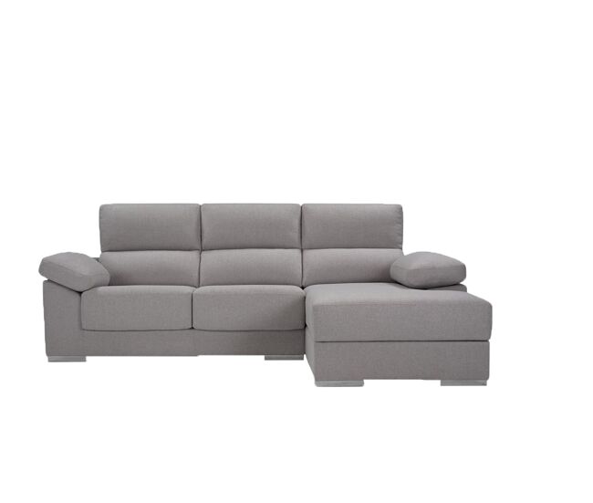 Chaise longue m con arcón noemi derecha 4 plazas gris claro