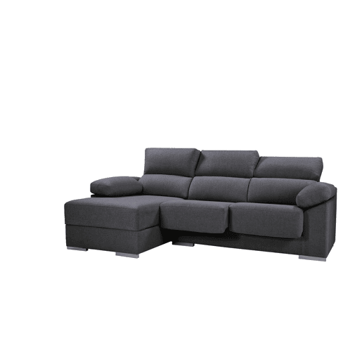 Chaise longue S com baú NOEMI esquerda 3 lugares antracite