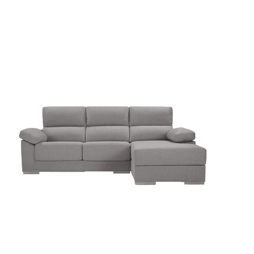 Chaise longue S com baú NOEMI dereita 3 lugares cinza claro
