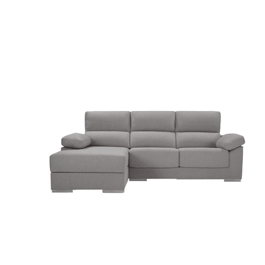 Chaise longue S com baú NOEMI esquerda 3 lugares cinza claro