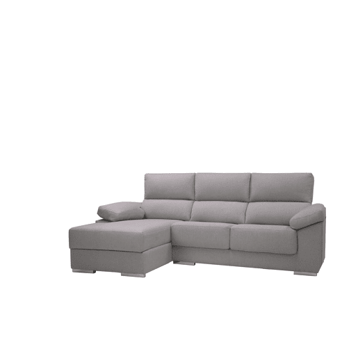 Chaise longue S com baú NOEMI esquerda 3 lugares cinza claro