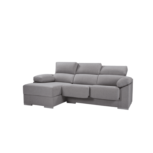 Chaise longue S com baú NOEMI esquerda 3 lugares cinza claro