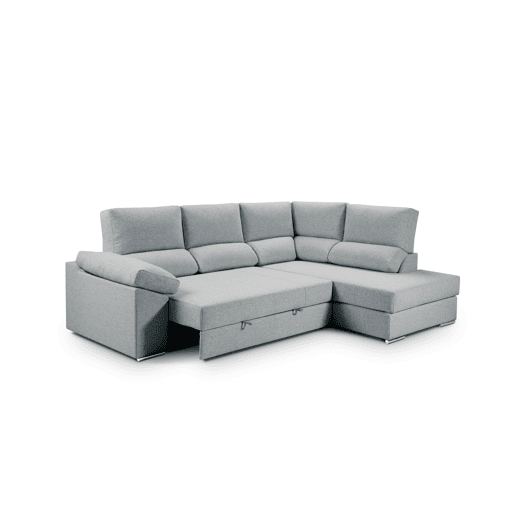 Sofá de canto L BARI XL dereita 4 lugares azul