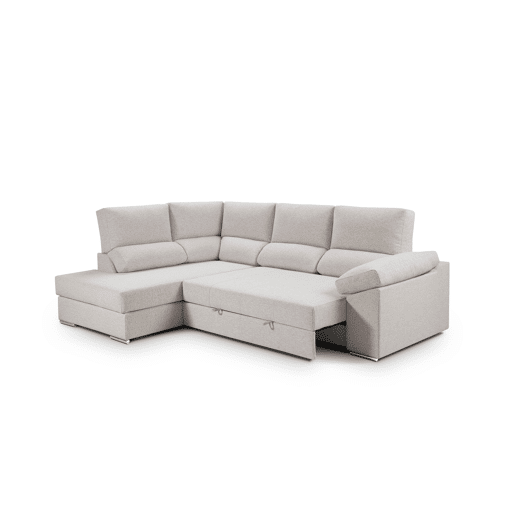 Sofá de canto L BARI XL esquerda 4 lugares bege