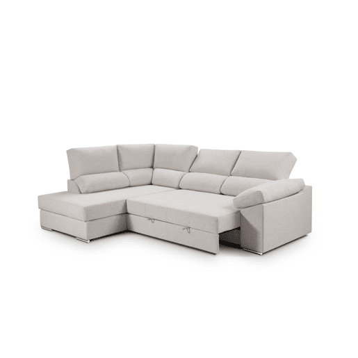 Sofá de canto L BARI XL esquerda 4 lugares bege