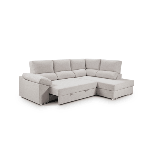 Sofá de canto L BARI XL dereita 4 lugares bege